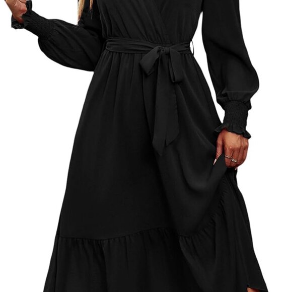 Versatile Floral Boho Maxi Dress - Long Sleeve V-Neck for Weddings & Vacations - Picture 1 of 6